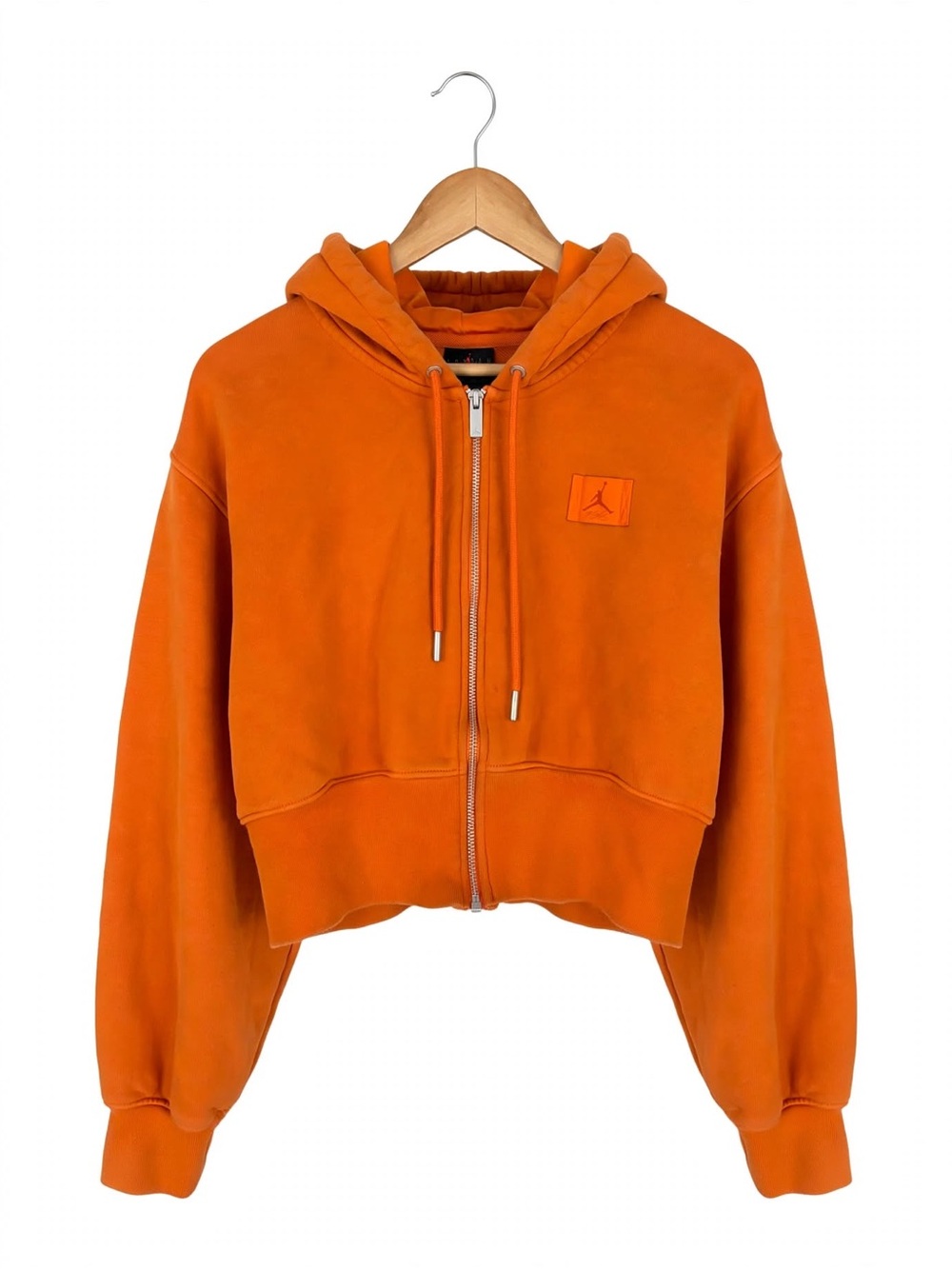 Jordan Flight Womens XS cropped full zip Hoddie bright orange boxy jumpman patch